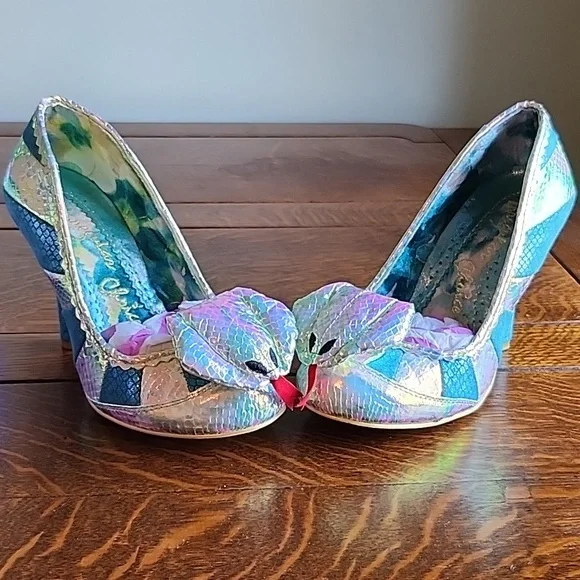 Irregular Choice Minoa cobra python snake shoes size 39 blue - Picture 13 of 14
